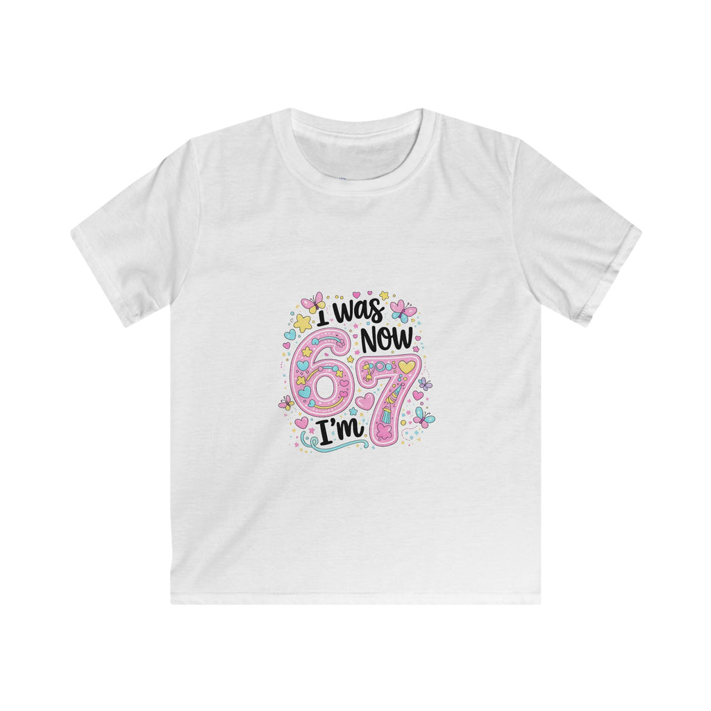 Kids Tee — ‘I Was 6 Now I’m 7’ Birthday Girl Cute Floral Design