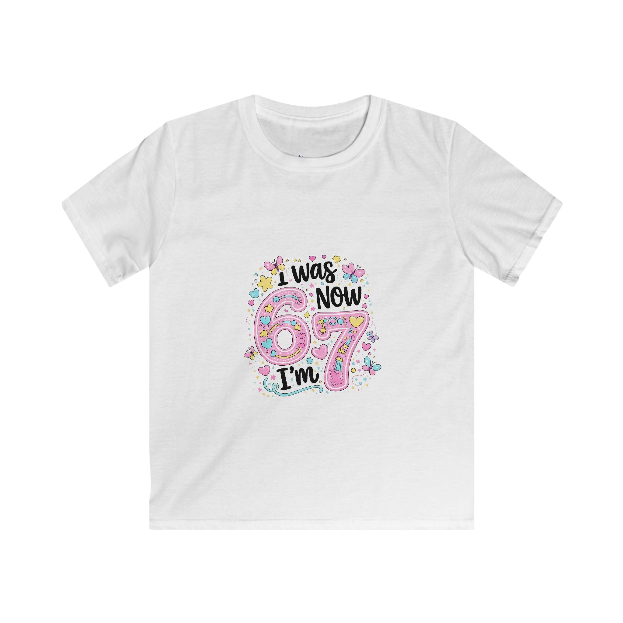 Kids Tee — ‘I Was 6 Now I’m 7’ Birthday Girl Cute Floral Design