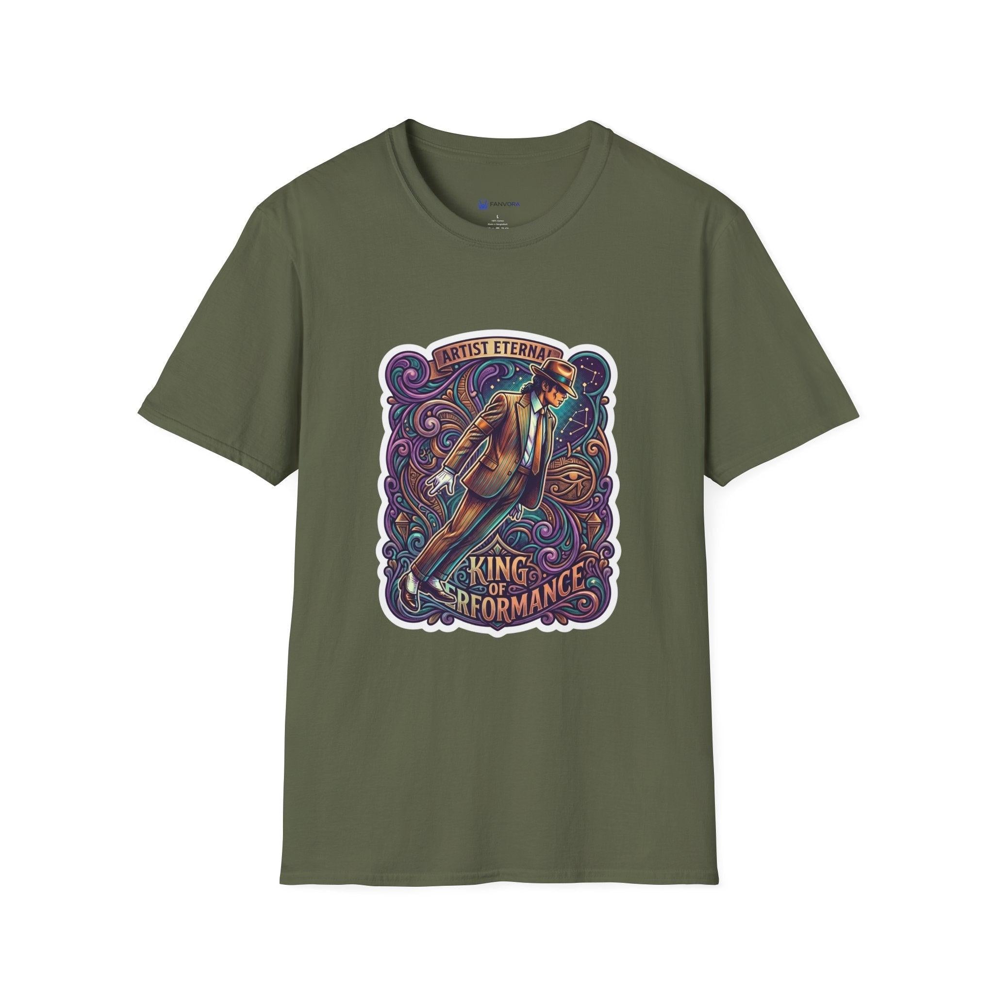 Michael Jackson King of Performance retro tribute graphic t-shirt design