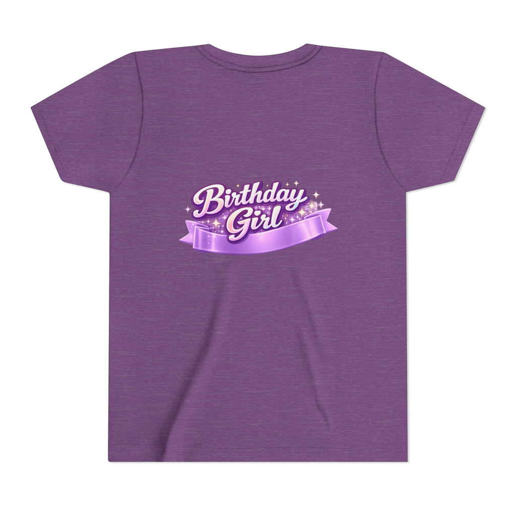 Girls' 5th Birthday Tee - 'Happy Birthday' Glitter Stars Design