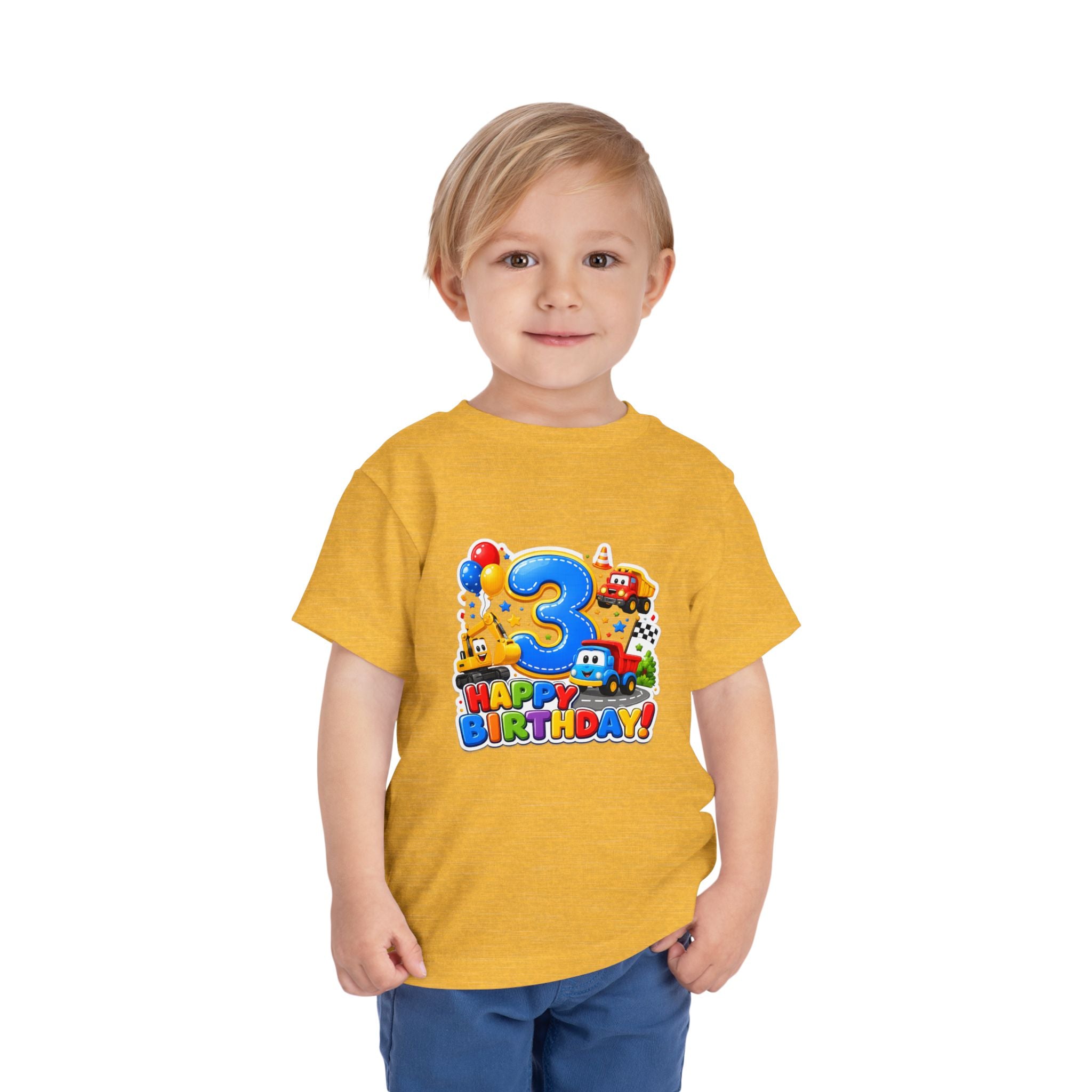 Toddler Birthday Tee — "3" Race Car Happy Birthday Shirt