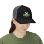 Soccer Dad Trucker cap– Embroidered Ball Design Snapback Cap.