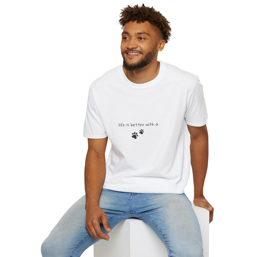 Pet Lover T‑Shirt — "Life Is Better With a" Paw Print Tee