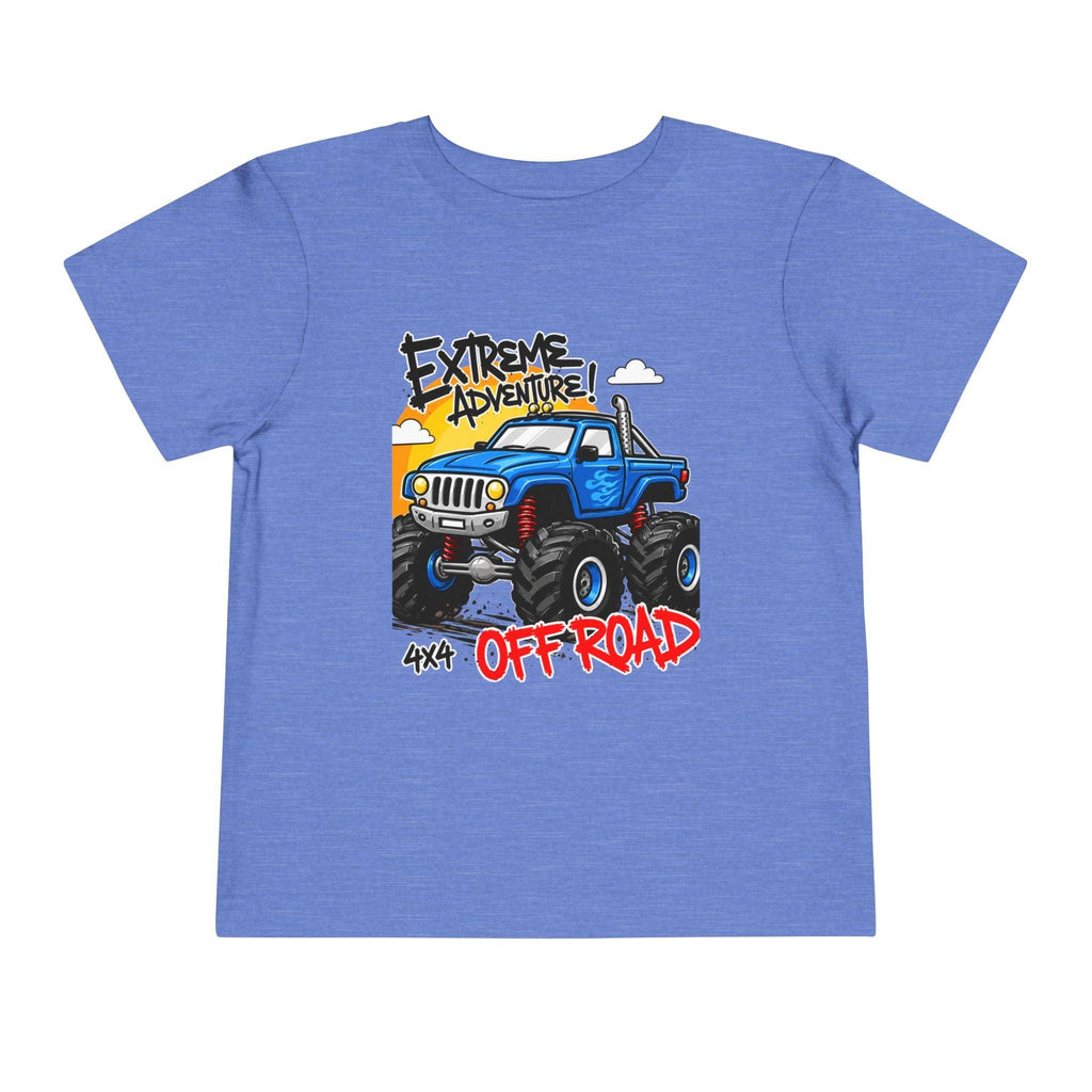 Toddler Tee - "Extreme Adventure 4x4 Off Road" Blue Monster Truck.