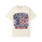 America Turns 250 T-Shirt – "Freedom Looks Good For Its Age" Patriotic 4th of July Tee