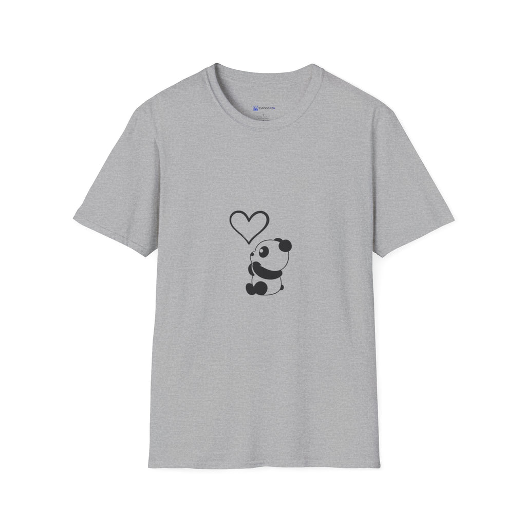 Panda Heart T‑Shirt — Cute Minimalist Panda Holding Heart Graphic