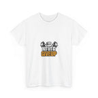 Never Give Up Fitness T-Shirt — Motivational Gym Tee with Dumbbell Graphic