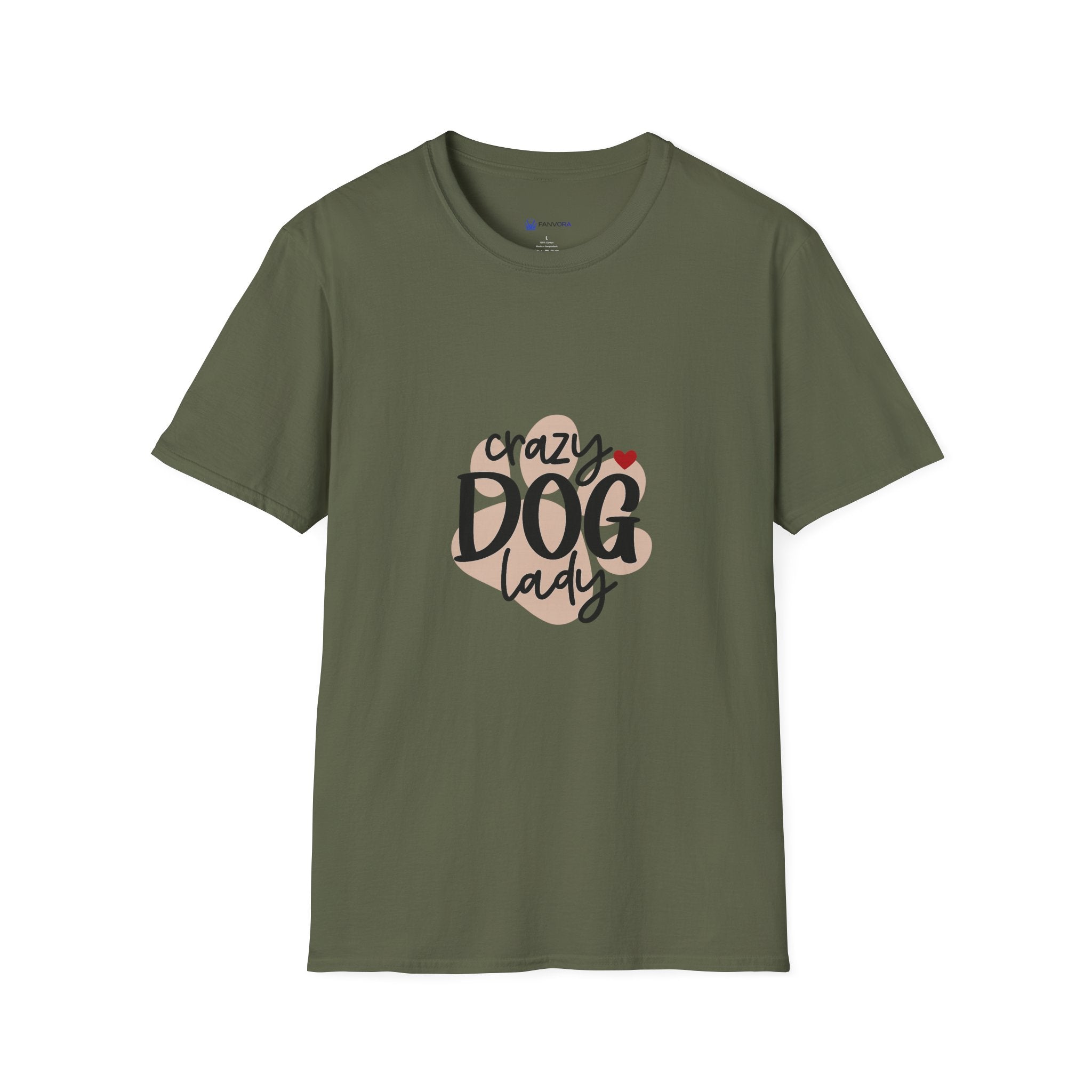 Crazy Dog Lady T-Shirt — Cute Paw Heart Graphic for Dog Lovers