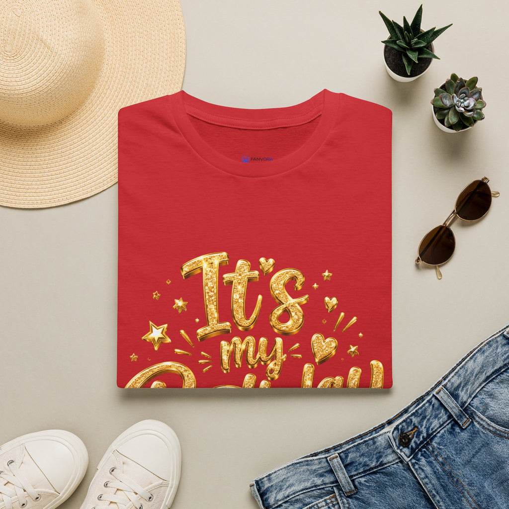 Birthday T-Shirt — "It's My Birthday" Gold Glitter Script Party Tee