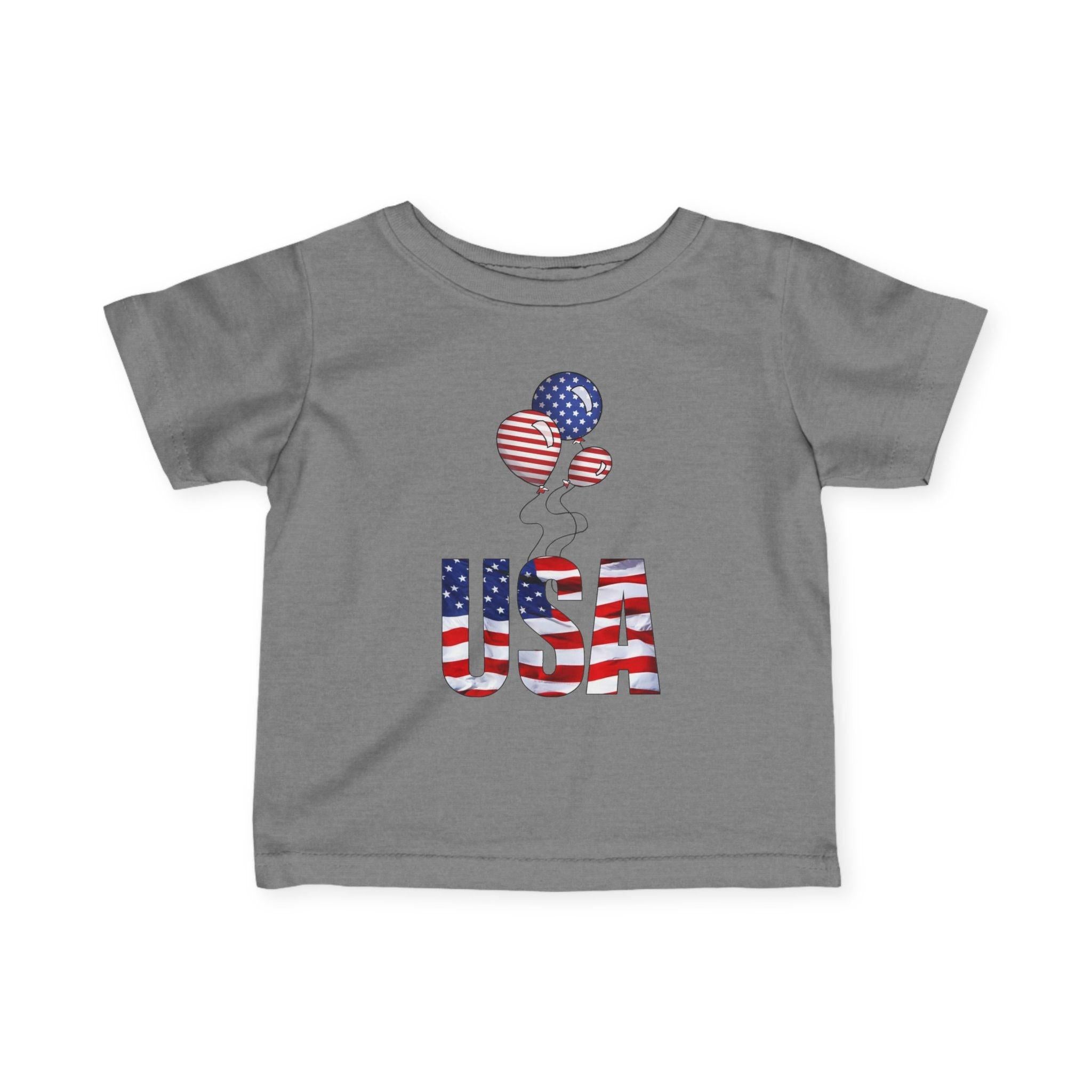 Infant Tee - USA Flag Balloons Graphic (Patriotic 4th of July Baby Shirt).