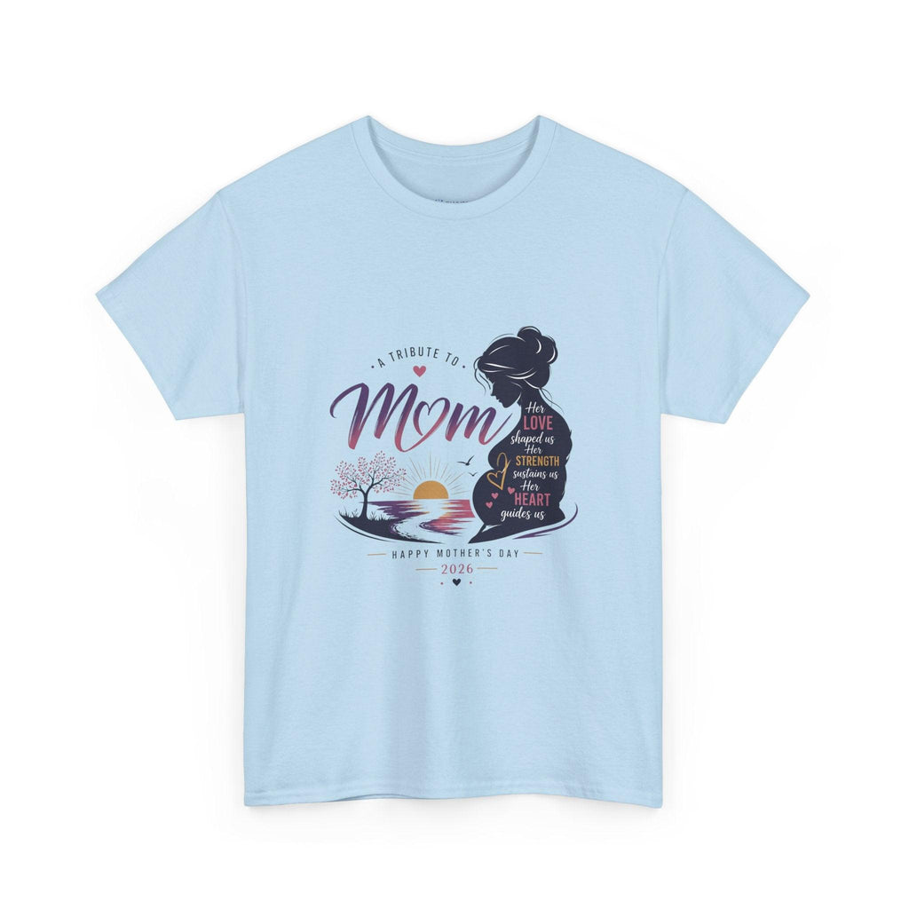 Mom Silhouette Sunset T-Shirt — "Super Mom" Graphic Tee for Mother's Day.