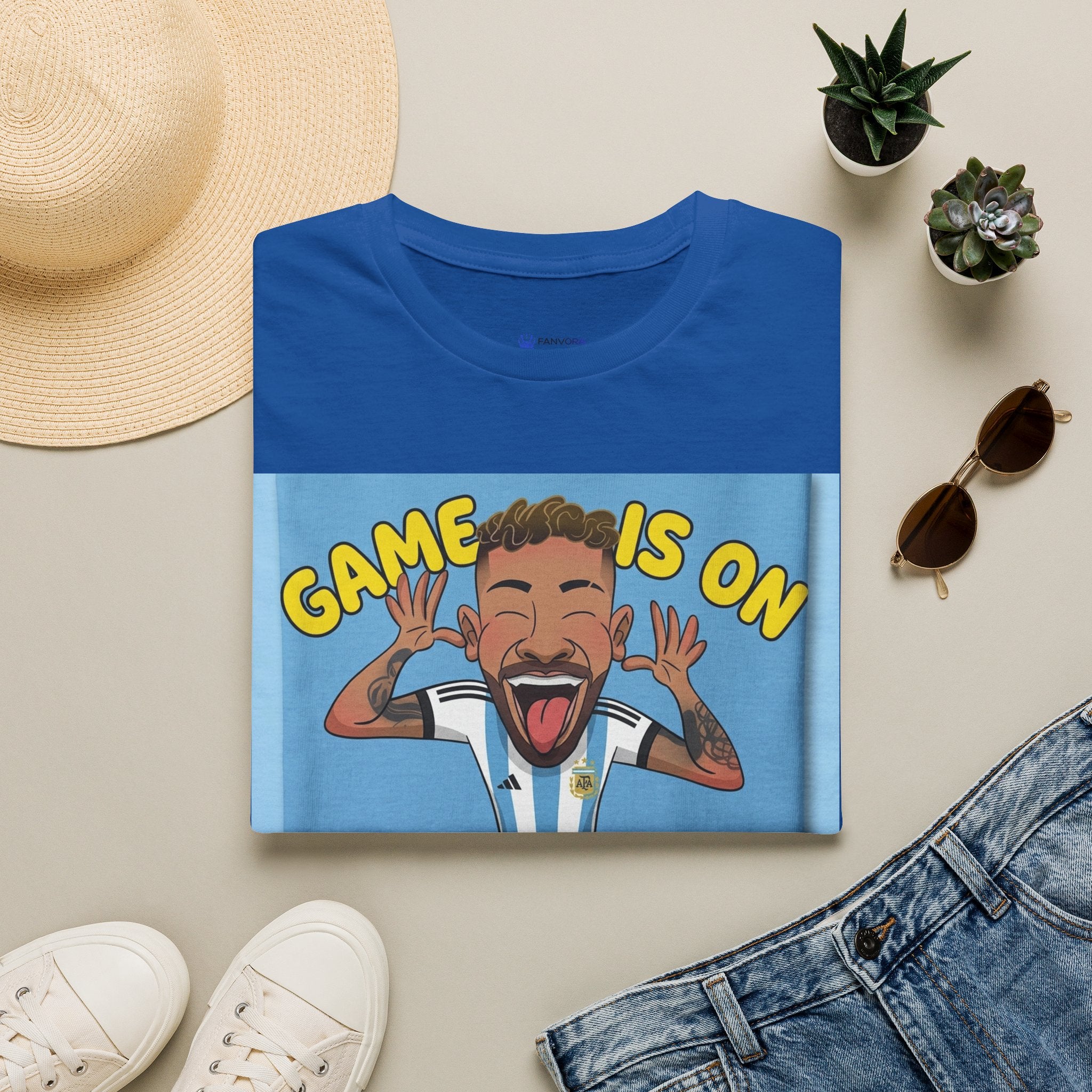 Soccer Fan T-Shirt — "Game Is On" Cartoon Player Graphic