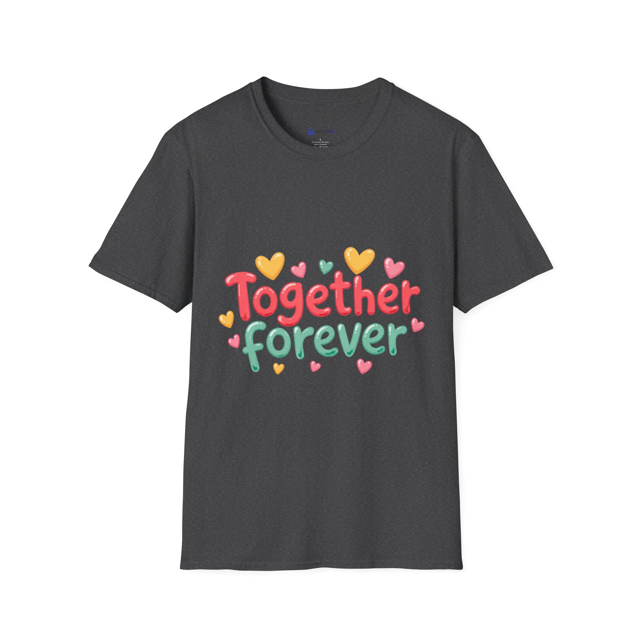 T-Shirt — "Together Forever" Cute Heart Couple Graphic Tee