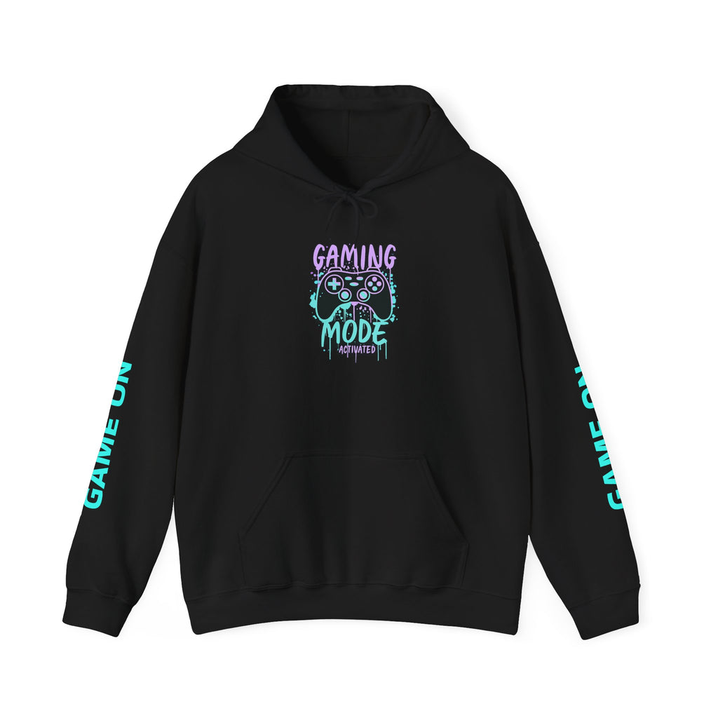 Gaming Mode Hoodie — "Gaming Mode" Graphic Pullover with Sleeve "Game On" Text