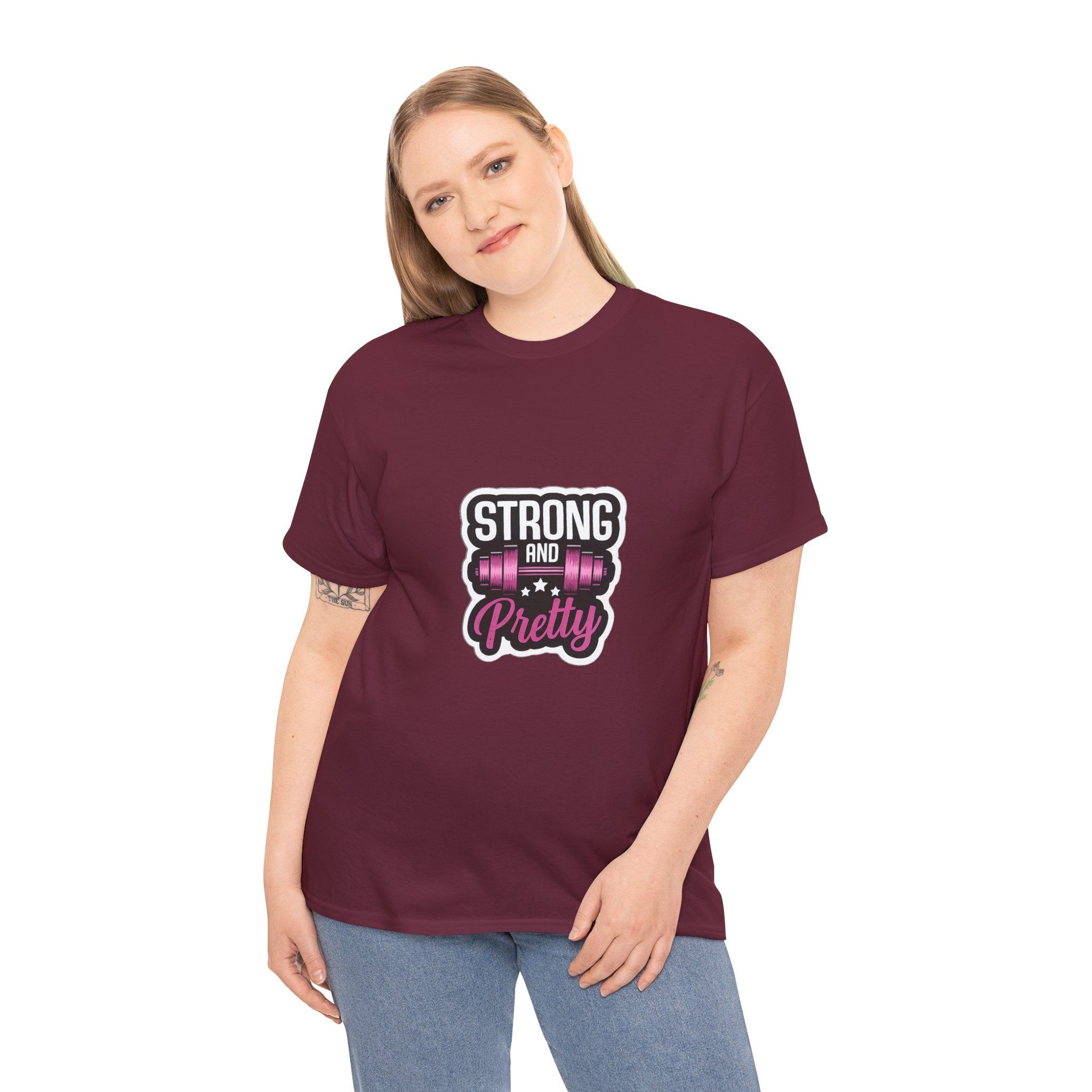 Strong and Pretty Tee — 'Strong and Pretty' Fitness Graphic T-Shirt