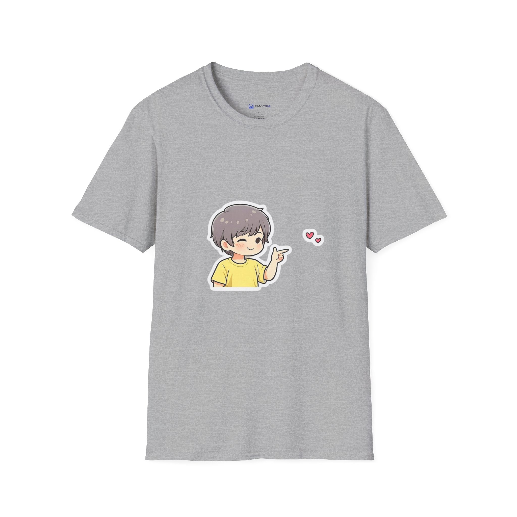 Cute Boy Waving Hearts T-Shirt — Cute Kawaii Cartoon Graphic Tee