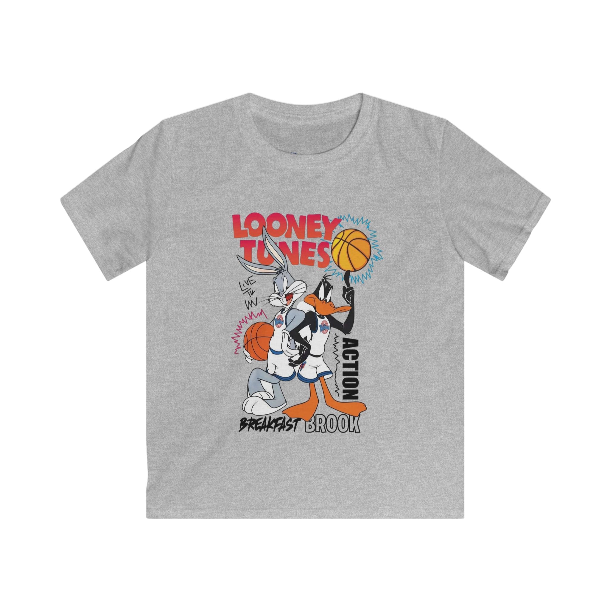 Kids Looney Tunes Basketball Tee — Daffy & Bugs Vintage Action Graphic Shirt.