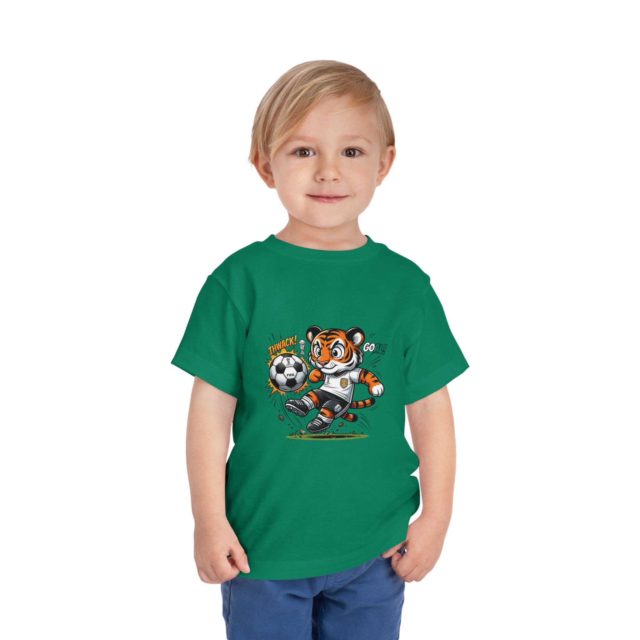 Toddler Soccer Tiger Tee — Cute Kicking Tiger Football Shirt for Kids
