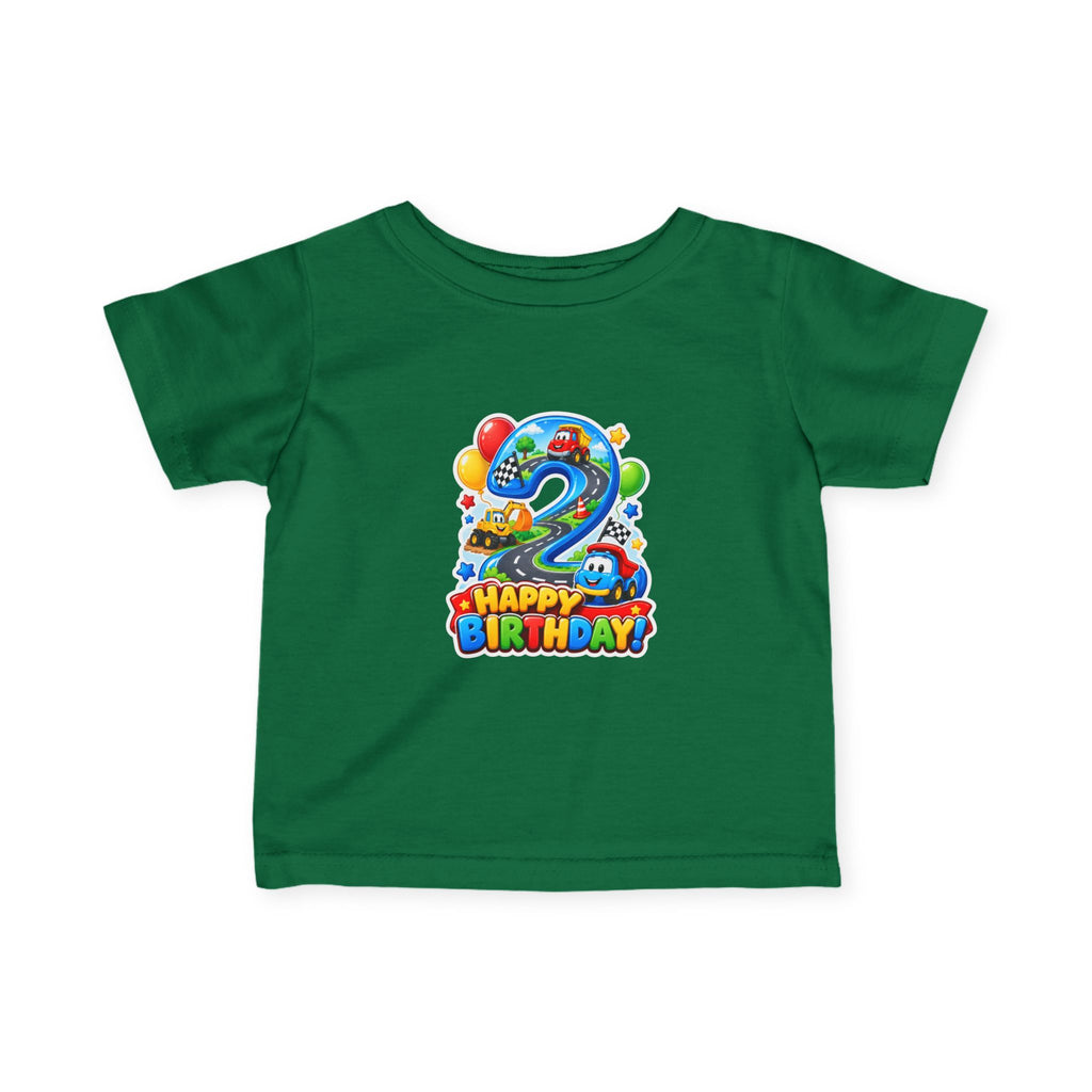 Toddler 2nd Birthday Tee – Colorful Balloon & Race Car "Happy Birthday" Shirt