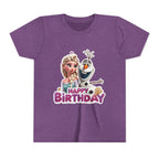 Kids' Birthday Tee - Cute Princess and Snowman "Happy Birthday" Graphic