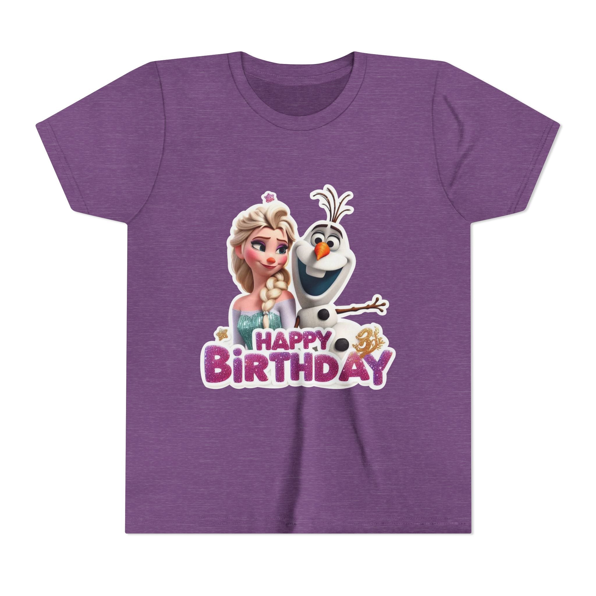Kids' Birthday Tee - Cute Princess and Snowman "Happy Birthday" Graphic