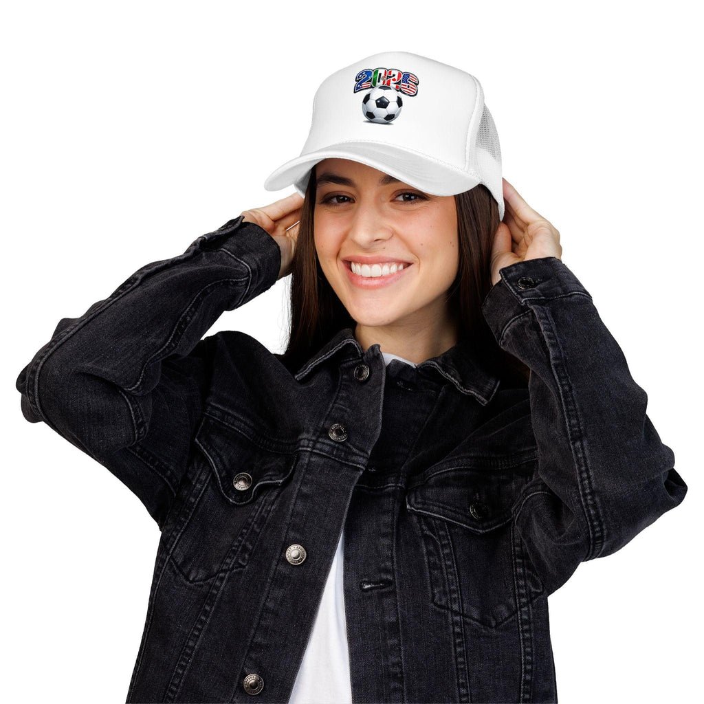 2026 Soccer Foam Trucker Hat – USA Flag Design.
