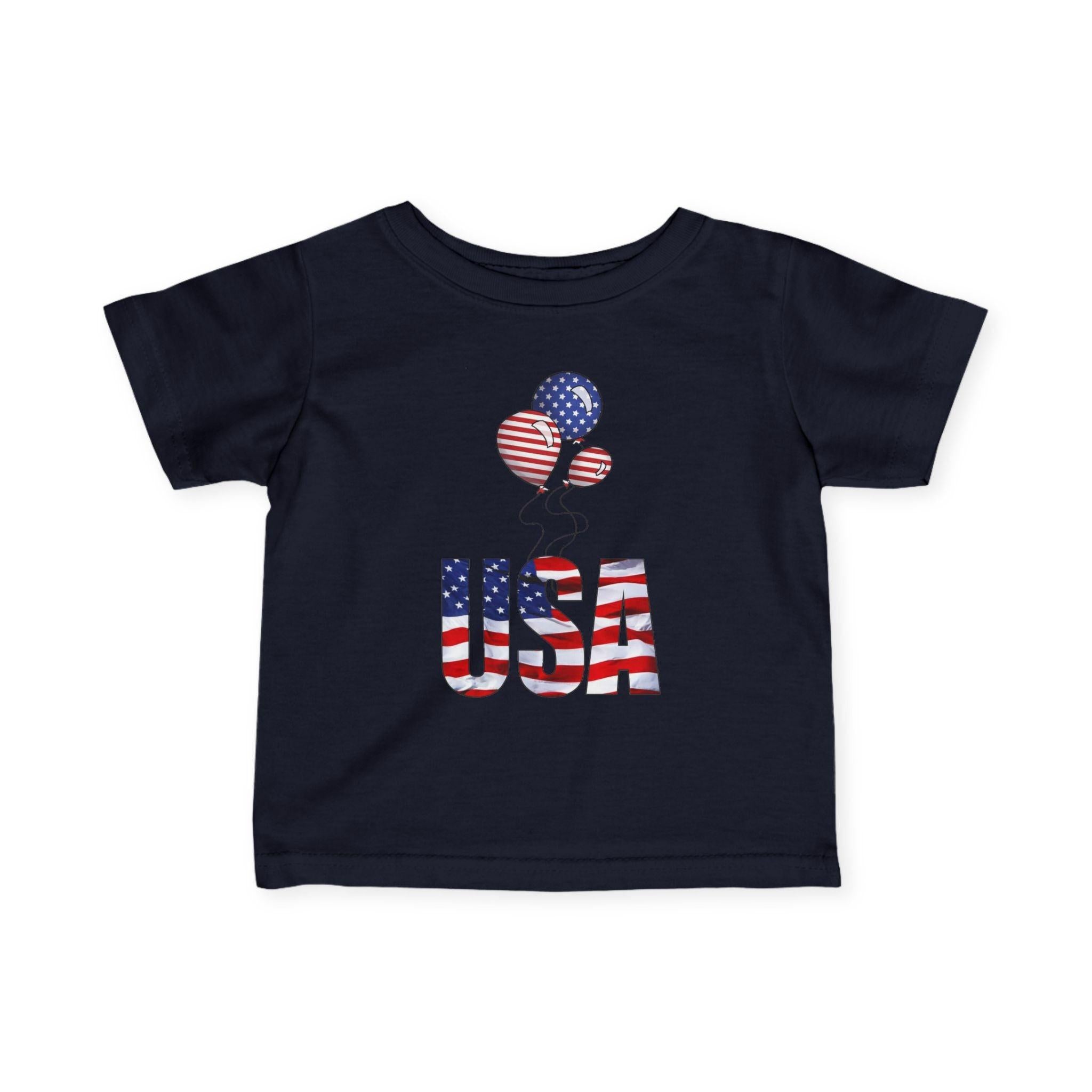 Infant Tee - USA Flag Balloons Graphic (Patriotic 4th of July Baby Shirt).