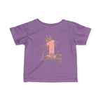 Infant Tee — "My 1st Birthday" Pink Crown First Birthday Shirt