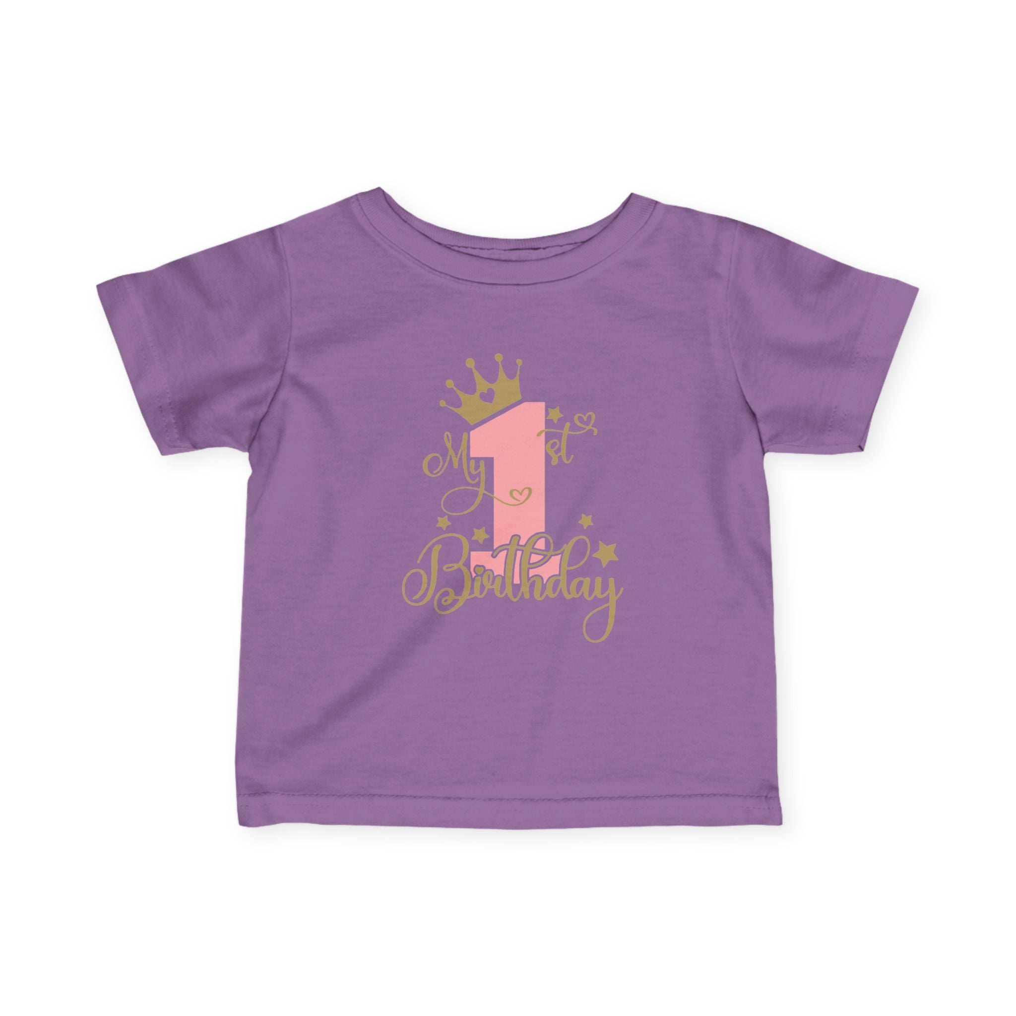 Infant Tee — "My 1st Birthday" Pink Crown First Birthday Shirt