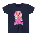 Youth Tee — "Barbie Happy Birthday" Pink Birthday Graphic Shirt