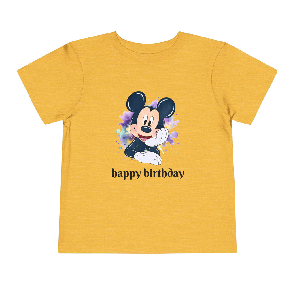 Toddler Tee — Cute Mickey "happy birthday" Birthday Shirt for Kids