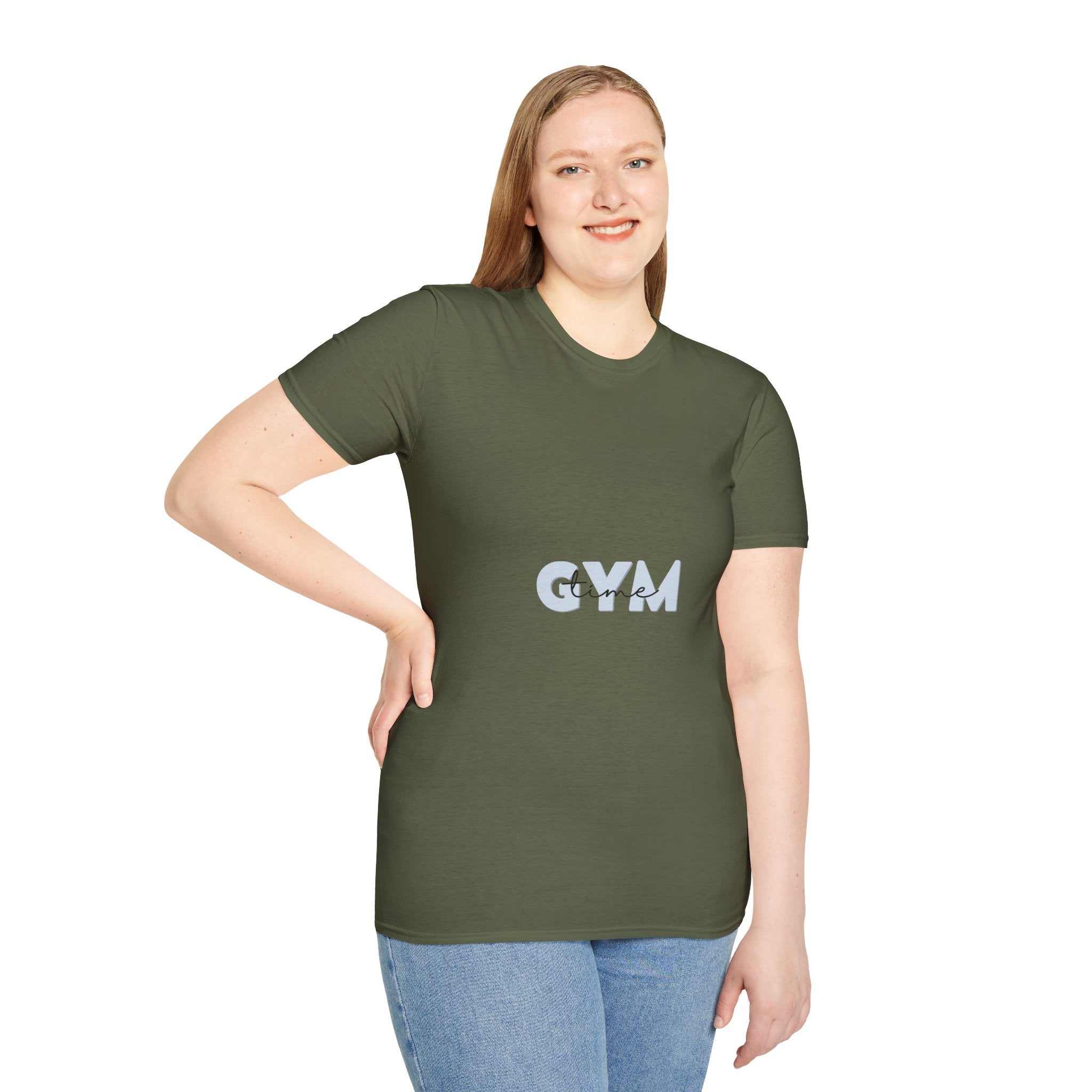 Gym Vibes T‑Shirt — Minimal Light Blue 'GYM' Graphic Tee