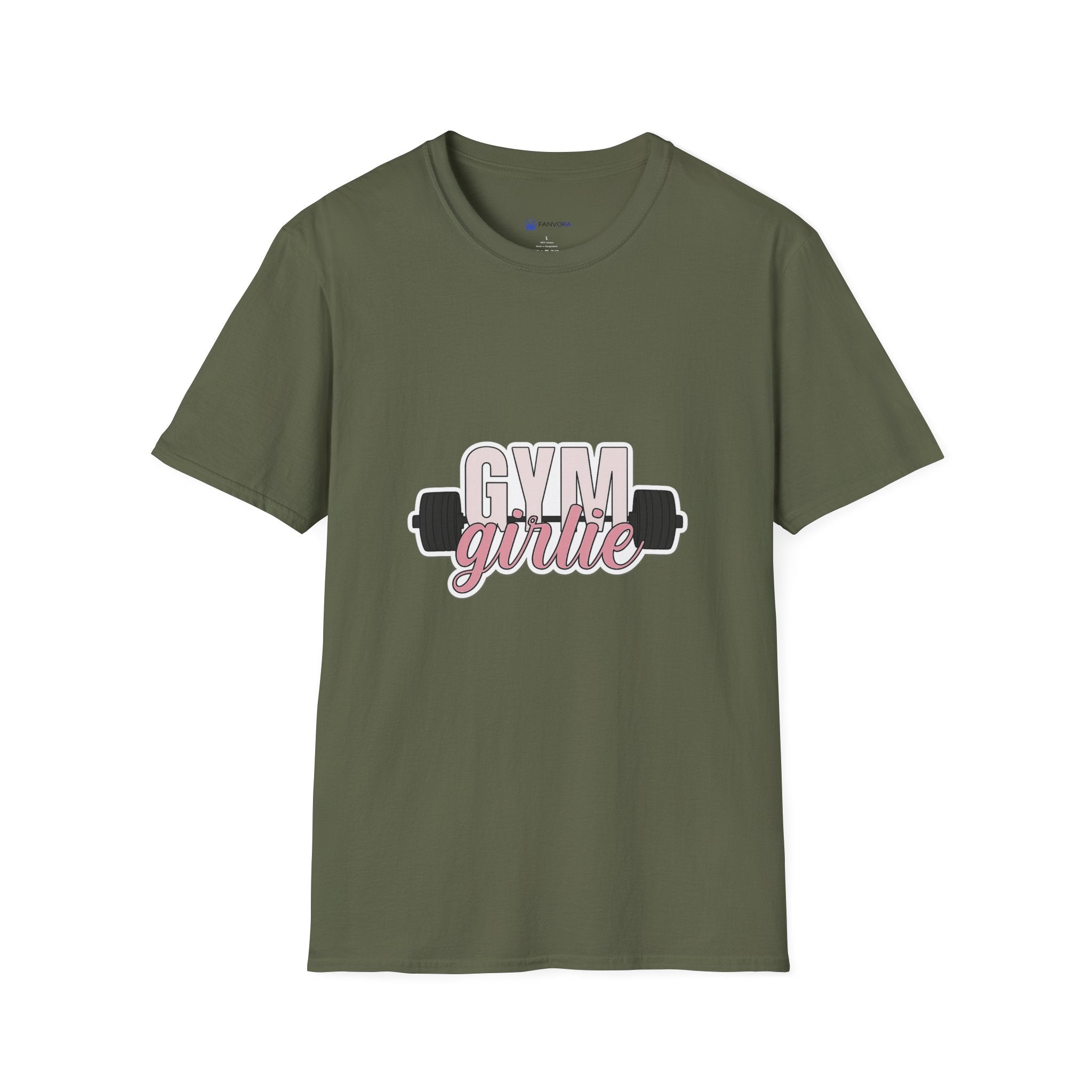 Gym Girlie T-Shirt — Women’s Fitness Tee with Barbell Graphic