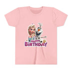 Kids' Birthday Tee - Cute Princess and Snowman "Happy Birthday" Graphic