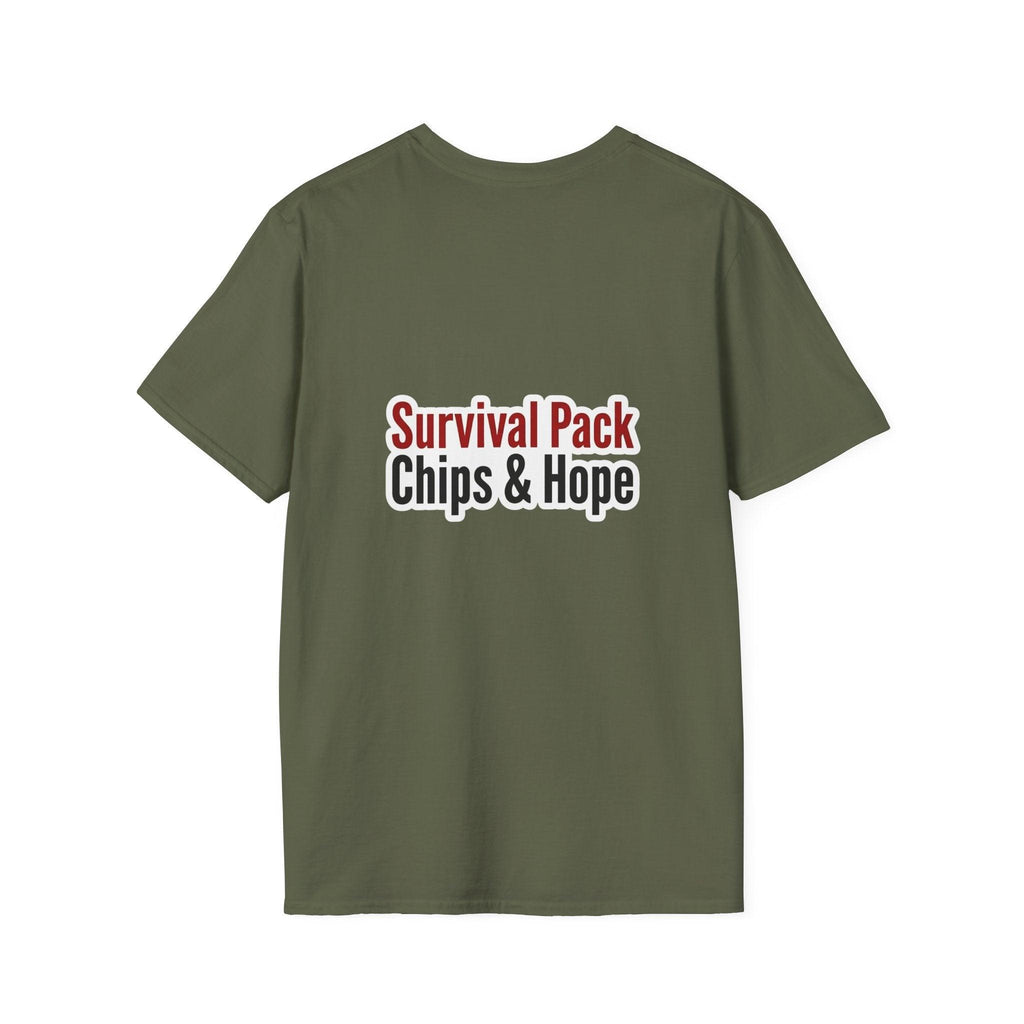 Unisex - Legends Unite Fans’ Choice World Cup T-Shirt — “Survival Pack: Chips & Hope”.