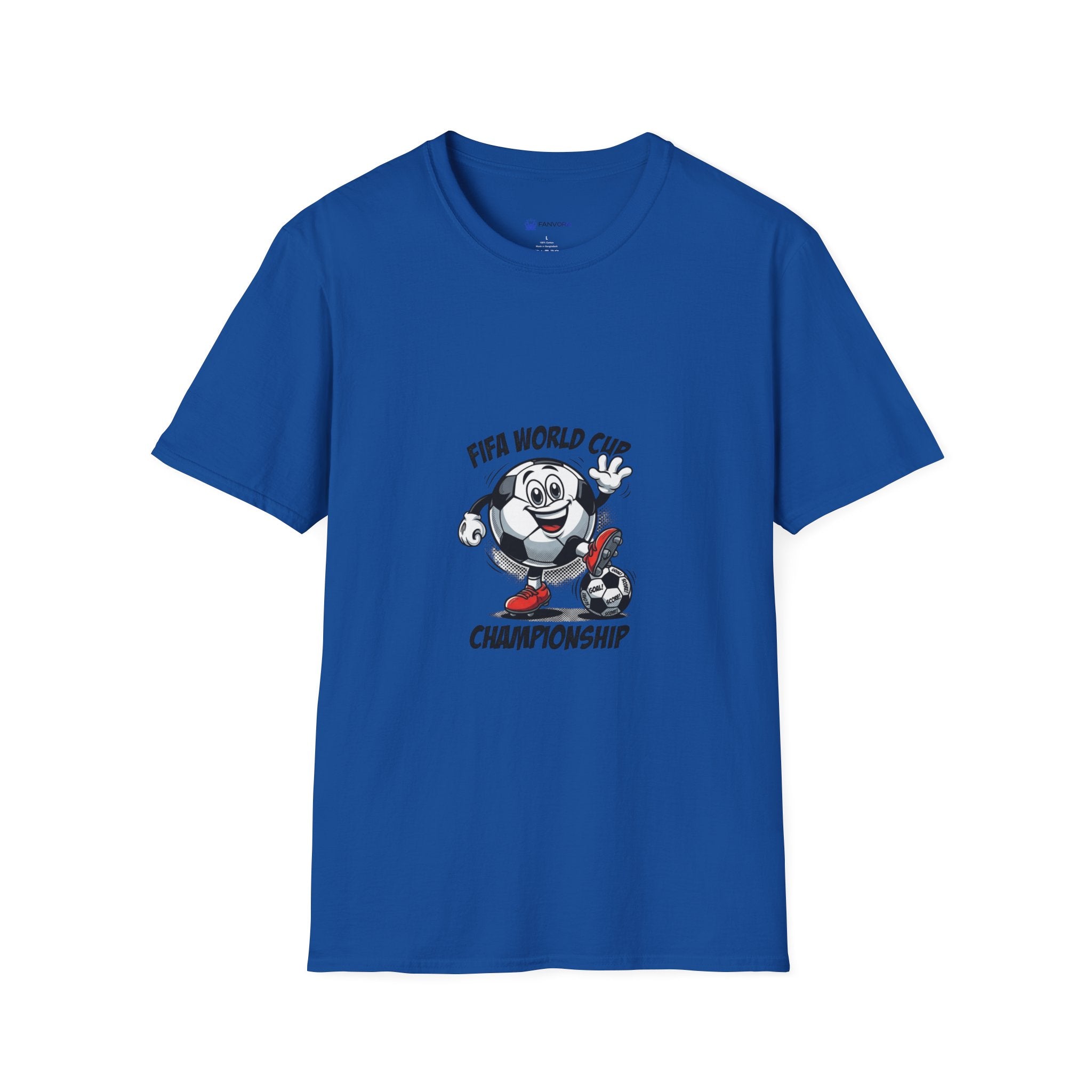 SPORTS comic style Cartoon Mascot T-Shirt — Championship Soccer Tee