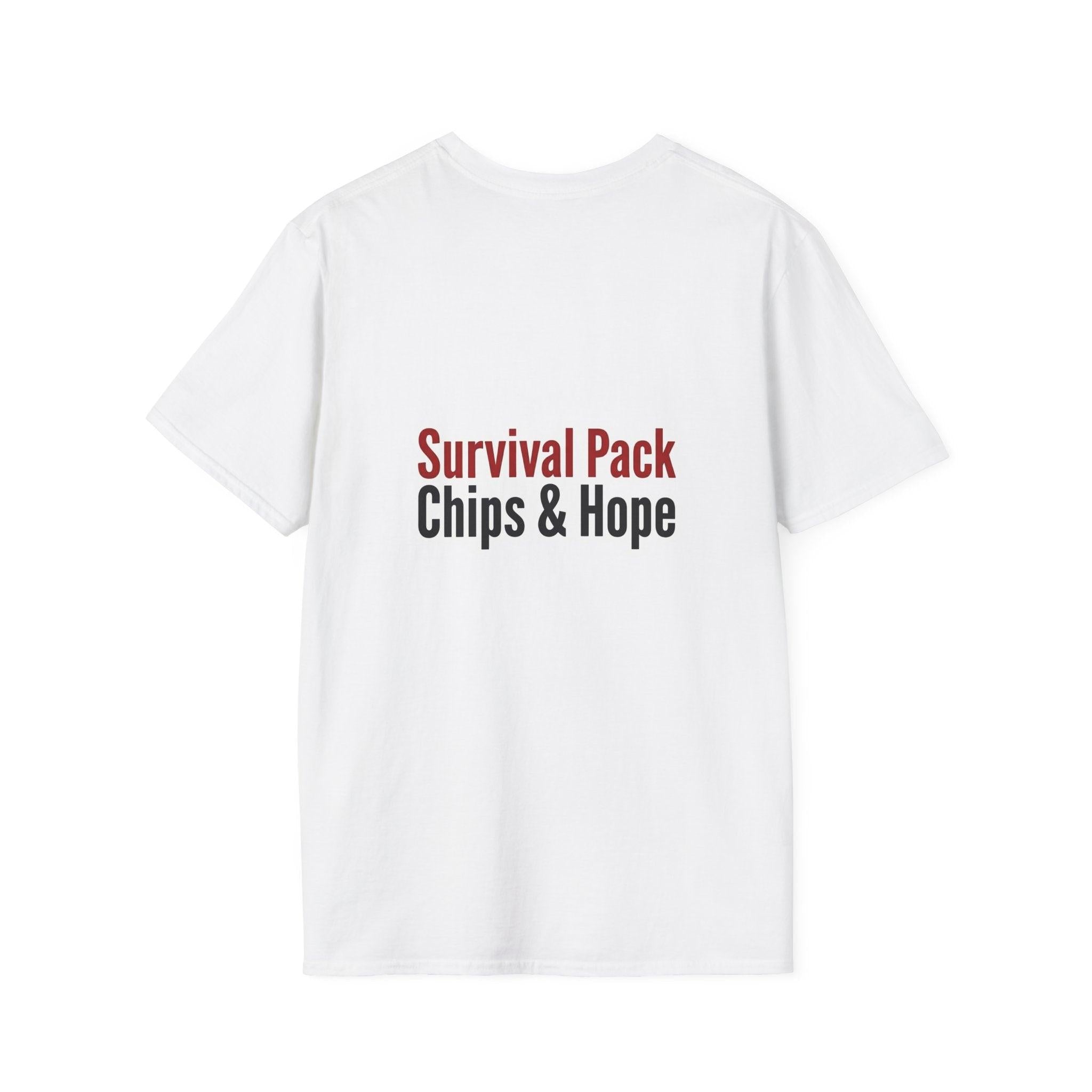 Unisex - Legends Unite Fans’ Choice World Cup T-Shirt — “Survival Pack: Chips & Hope”.