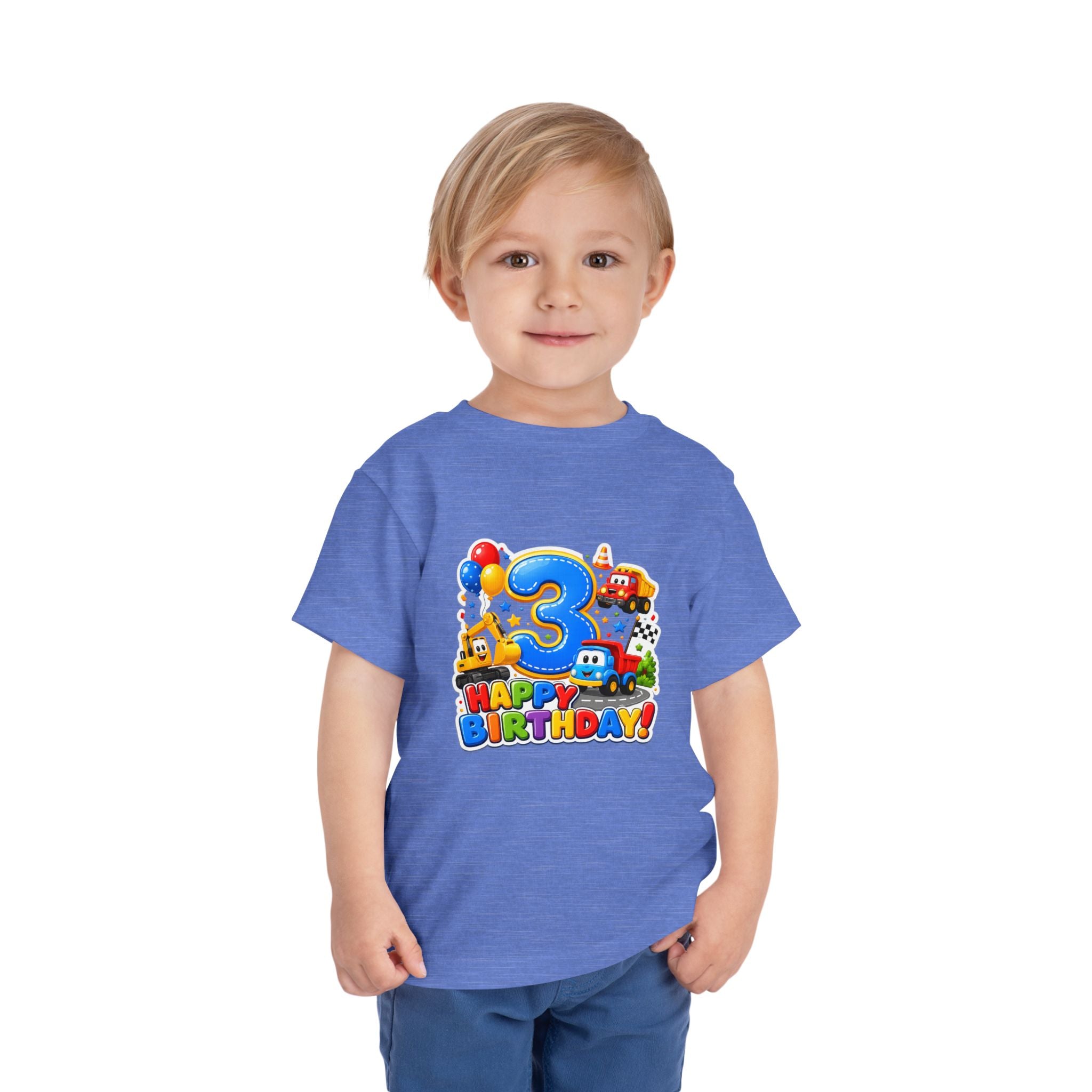 Toddler Birthday Tee — "3" Race Car Happy Birthday Shirt