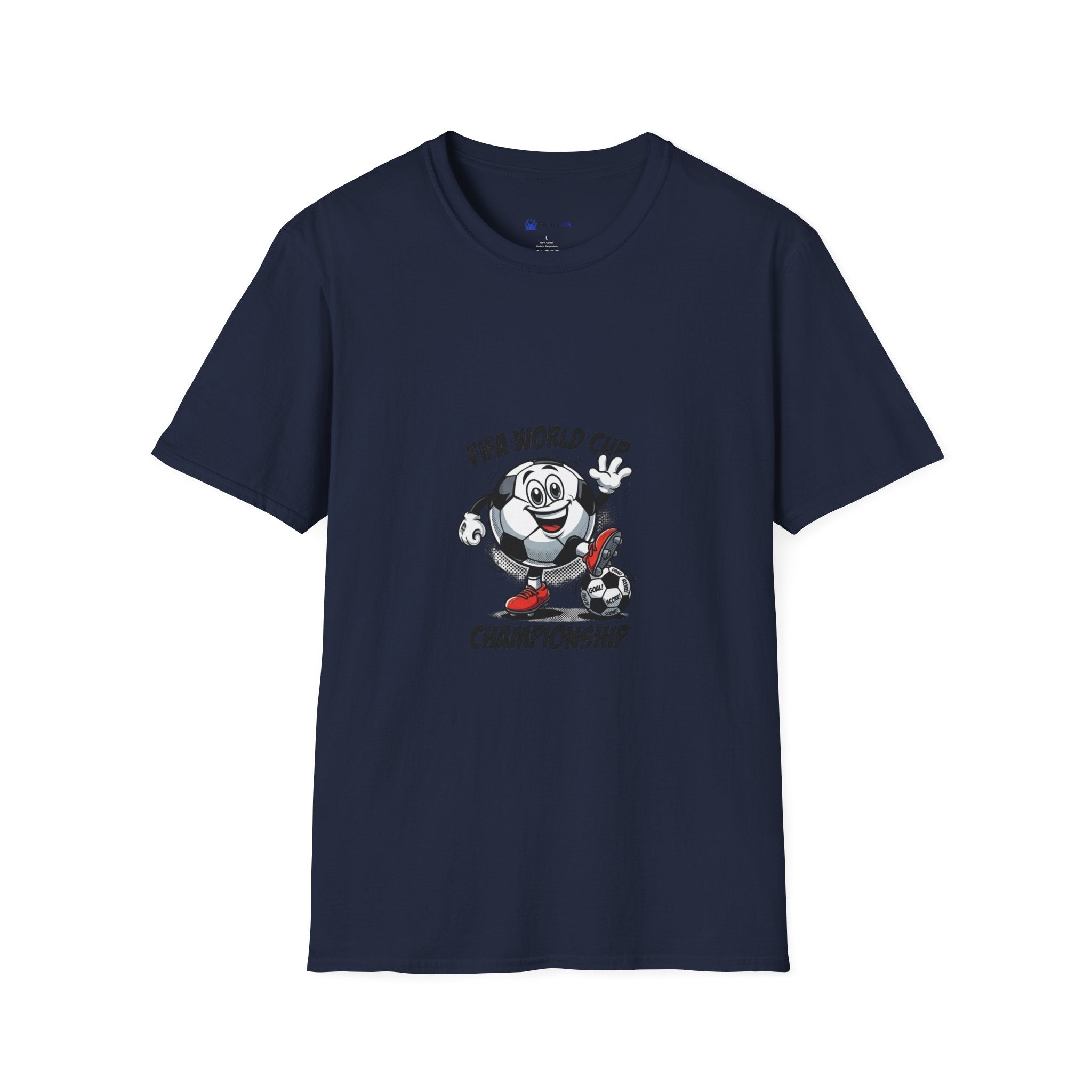 SPORTS comic style Cartoon Mascot T-Shirt — Championship Soccer Tee