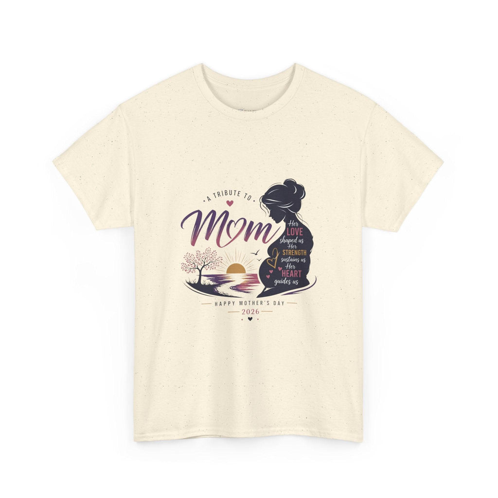 Mom Silhouette Sunset T-Shirt — "Super Mom" Graphic Tee for Mother's Day.