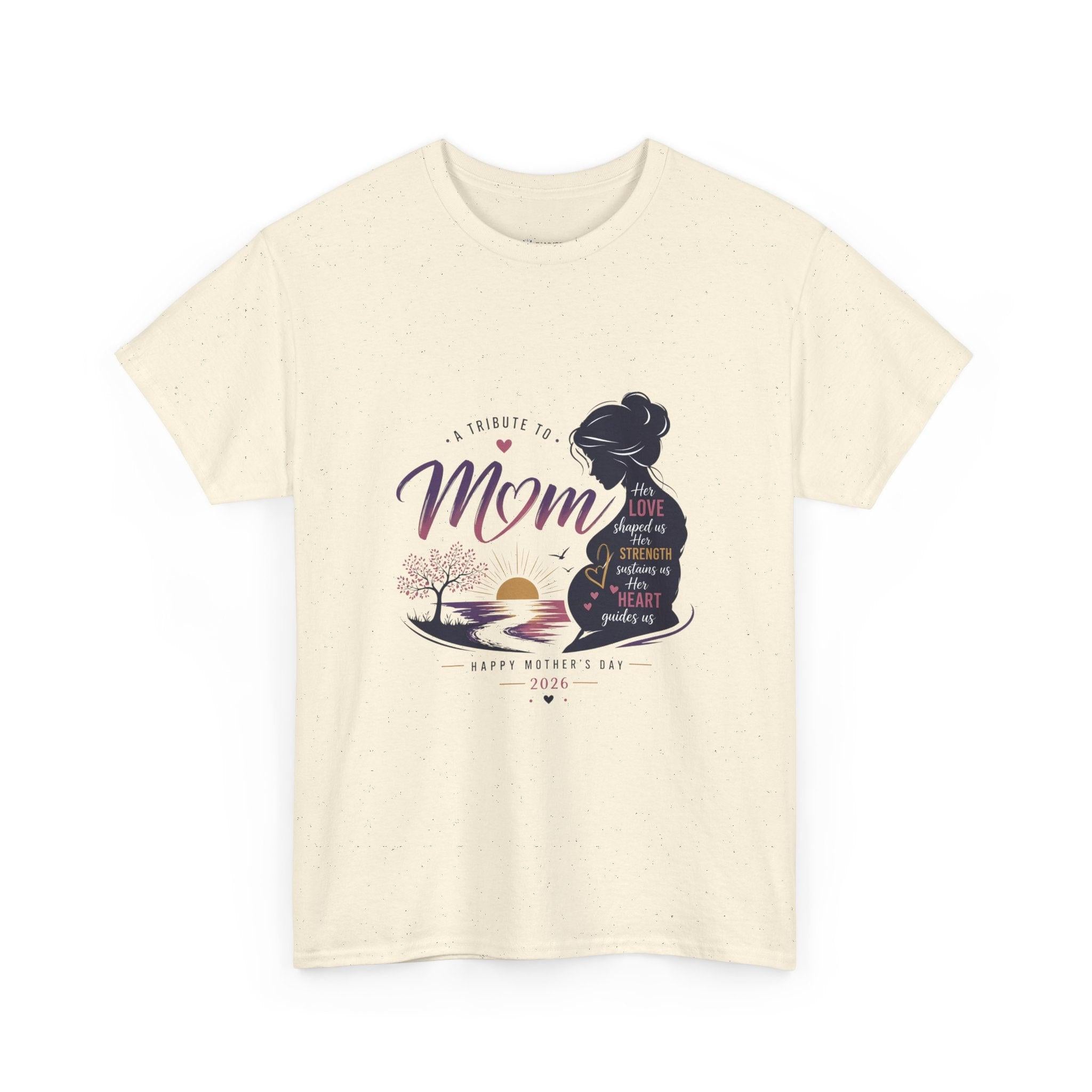 Mom Silhouette Sunset T-Shirt — "Super Mom" Graphic Tee for Mother's Day.