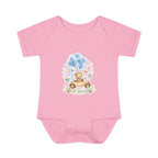 Baby Bodysuit - Blue Teddy Bear with Balloons "Happy Birthday" Infant Onesie