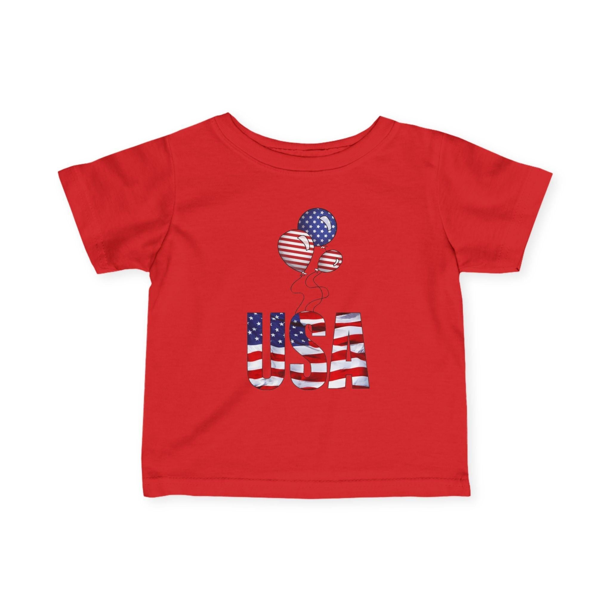 Infant Tee - USA Flag Balloons Graphic (Patriotic 4th of July Baby Shirt).