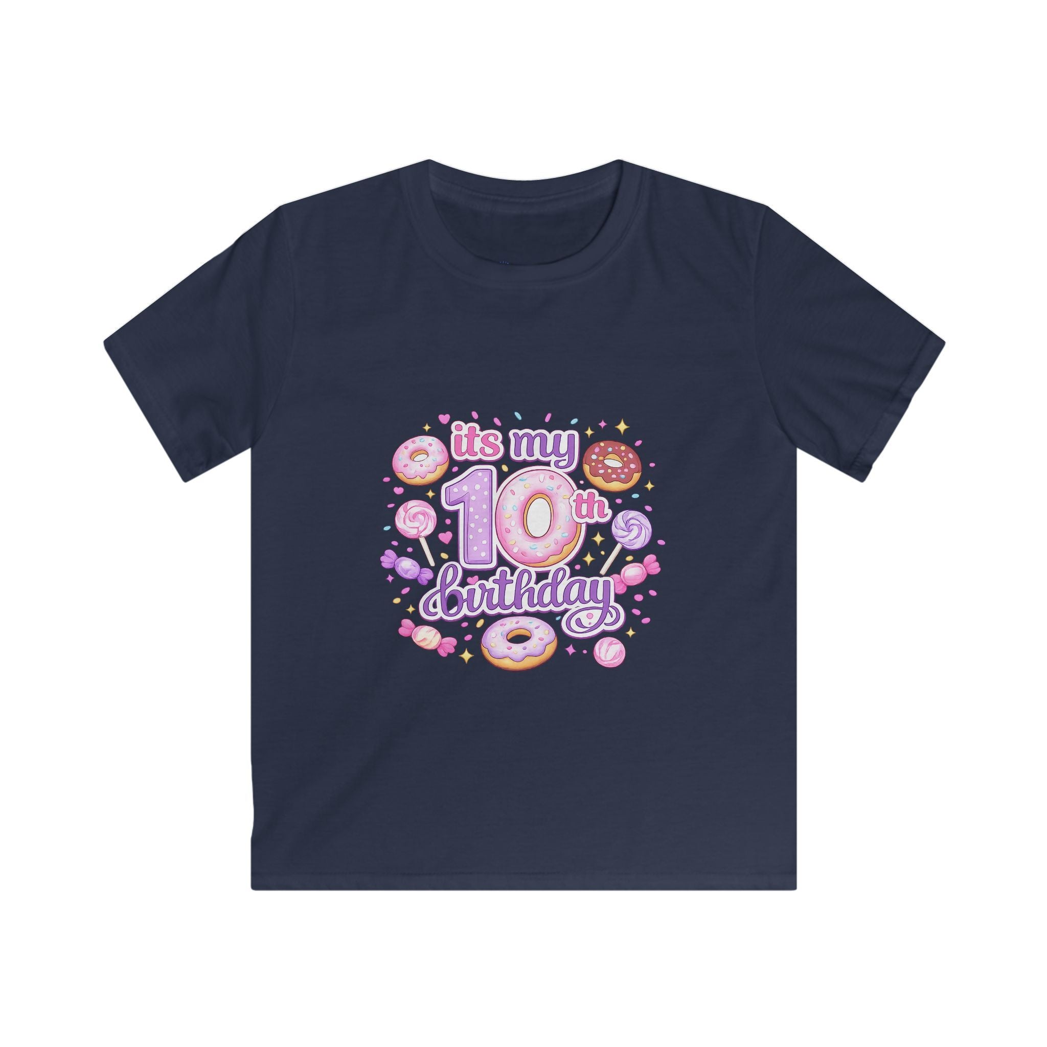 Kids 10th Birthday T-Shirt — “It's My 10th Birthday” Fun Donut Design