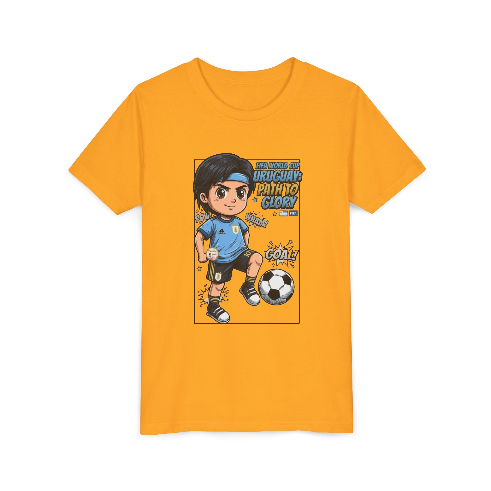 Youth Soccer Tee – Cute Cartoon Player "Ready to Score" Kids Jersey