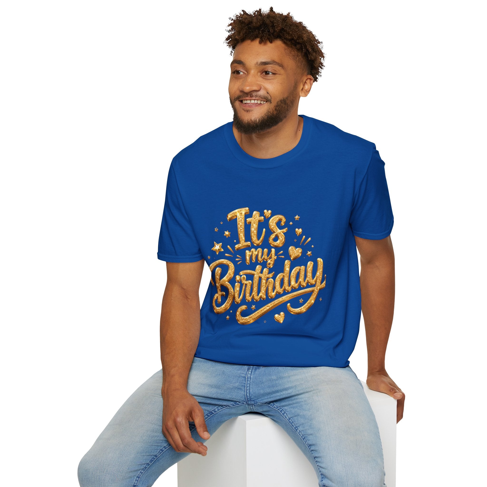 Birthday T-Shirt — "It's My Birthday" Gold Glitter Script Party Tee