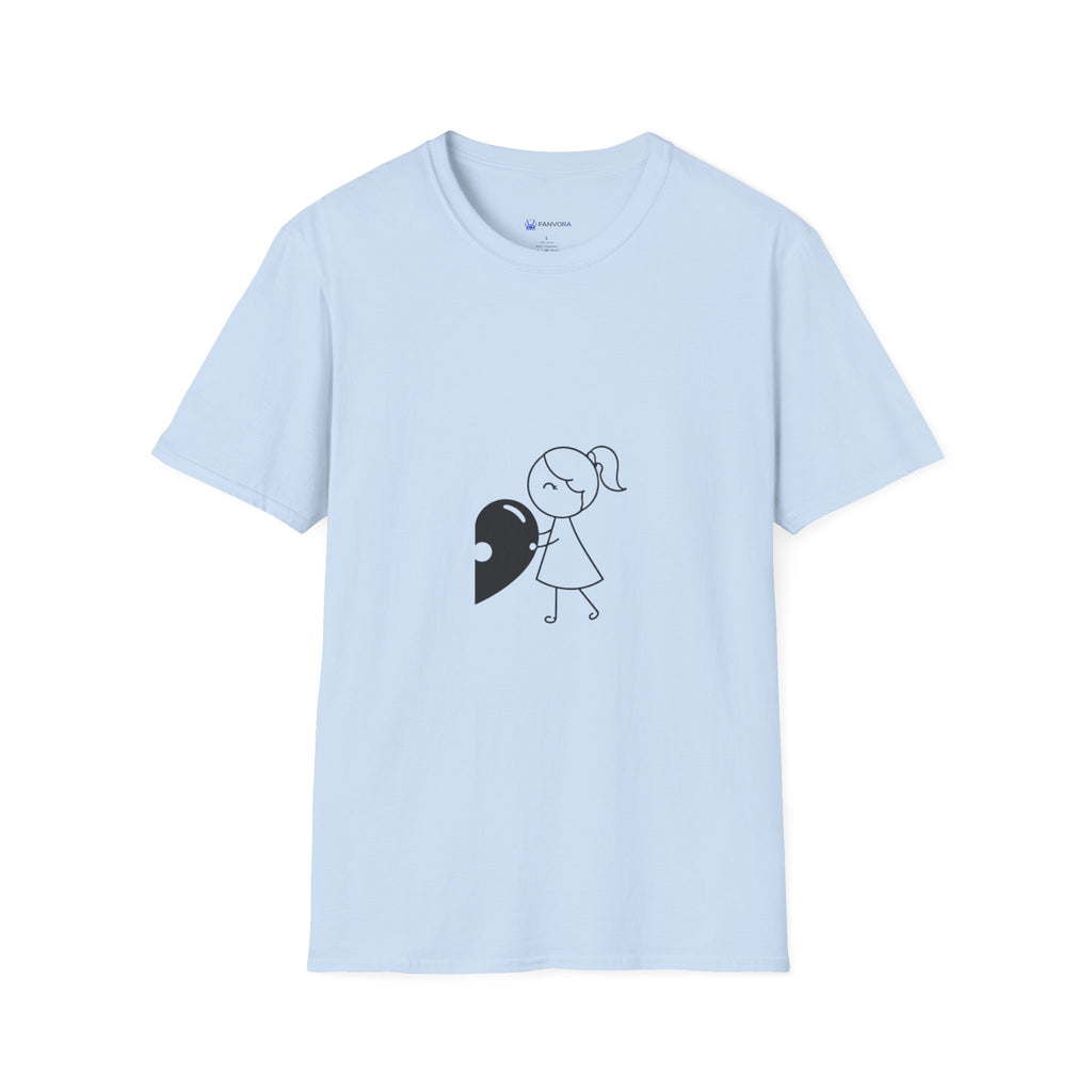 T-Shirt — Minimal Cute Girl Holding Heart Graphic Tee