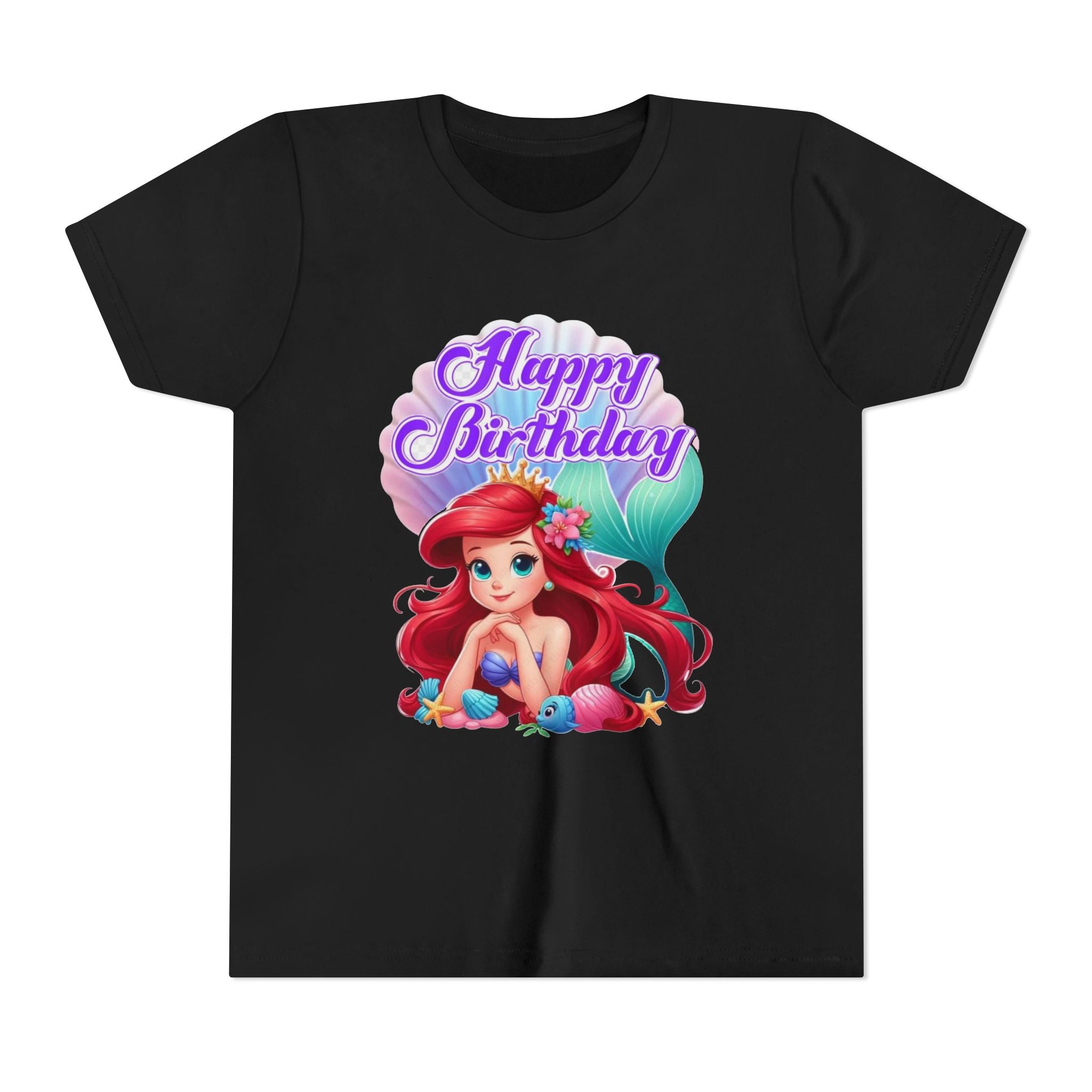 Birthday Youth Tee - Cute Mermaid "Happy Birthday" Graphic