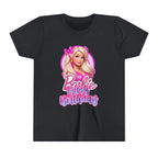 Youth Tee — "Barbie Happy Birthday" Pink Birthday Graphic Shirt