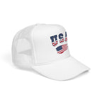 USA Flag Trucker Hat — Patriotic Foam Mesh Cap for 4th of July & Everyday Wear.